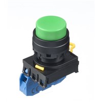 Idec, YW Illuminated Green Extended Push Button Complete Unit, NO, 22mm Maintained Screw