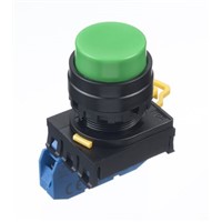 Idec, YW Illuminated Green Extended Push Button Complete Unit, NO, 22mm Momentary Screw