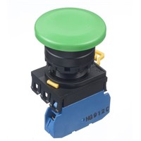 Idec, YW Illuminated Green Mushroom Push Button Complete Unit, NO, 22mm Momentary Screw