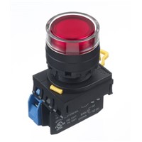 Idec, YW Illuminated Red Push Button Complete Unit, NO, 22mm Maintained Screw