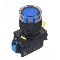 Idec, YW Illuminated Blue Push Button Complete Unit, NO, 22mm Maintained Screw