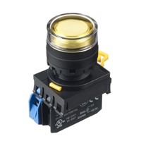 Idec, YW Illuminated Yellow Push Button Complete Unit, NO, 22mm Maintained Screw
