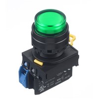 Idec, YW Illuminated Green Extended Push Button Complete Unit, NO, 22mm Momentary Screw