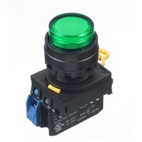 Idec, YW Illuminated Green Extended Push Button Complete Unit, NO, 22mm Momentary Screw