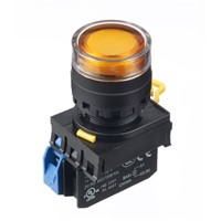 Idec, YW Illuminated Amber Push Button Complete Unit, NO, 22mm Momentary Screw