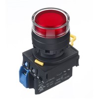 Idec, YW Illuminated Red Push Button Complete Unit, NO, 22mm Momentary Screw