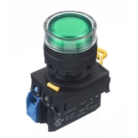 Idec, YW Illuminated Green Push Button Complete Unit, NO, 22mm Momentary Screw