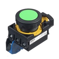 Idec, CW Illuminated Green Flush Push Button, NO, 22.3mm Maintained Screw
