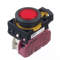Idec, CW Illuminated Red Flush Push Button, NC, 22.3mm Momentary Screw