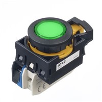Idec, CW Illuminated Green Flush Push Button, NO, 22.3mm Momentary Screw