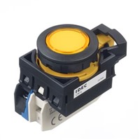 Idec, CW Illuminated Yellow Flush Push Button, NO, 22.3mm Momentary Screw
