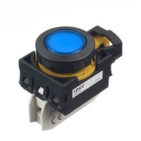 Idec, CW Illuminated Blue Flush Push Button, 22.3mm Screw