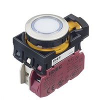 Idec, CW Illuminated White Flush Push Button, NC, 22.3mm Momentary Screw