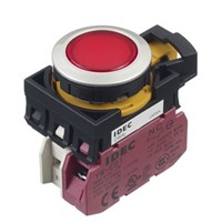 Idec, CW Illuminated Red Flush Push Button, NC, 22.3mm Momentary Screw