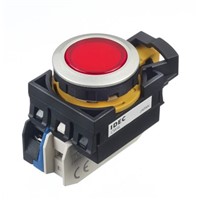 Idec, CW Illuminated Red Flush Push Button, NO, 22.3mm Momentary Screw