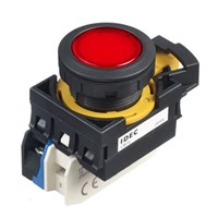 Idec, CW Illuminated Red Flush Push Button, NO, 22.3mm Maintained Screw