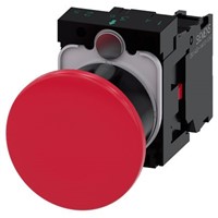 Siemens, SIRIUS ACT Red Mushroom Push Button Complete Unit, NC, 22mm Latching Screw