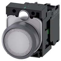 Siemens, SIRIUS ACT Illuminated White Flat Push Button Complete Unit, SPNO, 22mm Momentary Screw