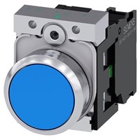 Siemens, SIRIUS ACT Blue Flat Push Button Complete Unit, SPNO, 22mm Momentary Screw