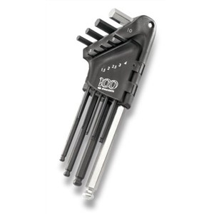 Facom 9 pieces Hex Key Set L Shape 1.5 mm, 2 mm, 2.5 mm, 3 mm, 4 mm, 5 mm, 6 mm, 8 mm, 10 mm Ball End