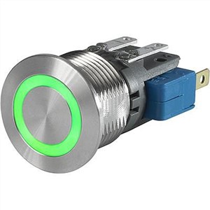 Push Button Touch Switch, Momentary ,Illuminated, Green, IP40, IP67 Ag