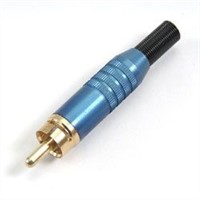 New Deltron Blue Cable Mount RCA Plug, Gold, 5A
