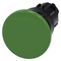 New Siemens Mushroom Green Push Button Head - Momentary, 3SU1 Series, 22.3mm Cutout