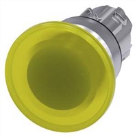 New Siemens Illuminated Mushroom Yellow Push Button Head - Momentary, 3SU1 Series, 22.3mm Cutout