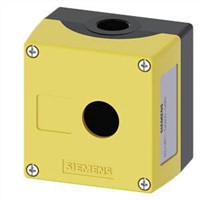 New Siemens Yellow Metal 3SU1 Control Station Enclosure - 1 Hole 22.3mm Diameter
