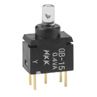 New NKK Switches Single Pole Single Throw (SPST) On-(On) Amber LED Push Button Switch, Through Hole