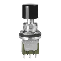New NKK Switches Single Pole Double Throw (SPDT) On-On Push Button Switch, Central Fixing With Metal Lock Nut