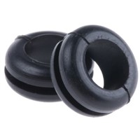 HellermannTyton Black PVC 8mm Round Cable Grommet for Maximum of 6 mm Cable Dia.
