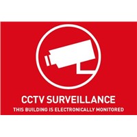 ABUS Red/White Surveillance Sticker, CCTV Surveillance-Text, English, CCTV, 52.5 mm x 74mm