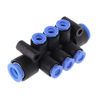 6 Outlet Ports PBT Pneumatic Manifold Tube-to-Tube Fitting, Push In 6 mm