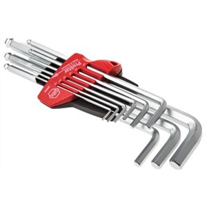 Wiha Tools 9 pieces Hex Key Set L Shape 1.5 mm, 2 mm, 2.5 mm, 3 mm, 4 mm, 5 mm, 6 mm, 8 mm, 10 mm Ball End