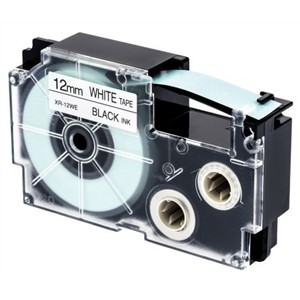 Casio Black on White Label Printer Tape, 12 mm Width, 8 m Length