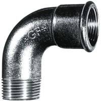 Georg Fischer Malleable Iron Fitting Short Elbow, 3/4 in BSPT Male (Connection 1), 3/4 in BSPP Female (Connection 2)