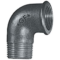 Georg Fischer Malleable Iron Fitting Elbow, 1/2 in BSPT Male (Connection 1), 1/2 in BSPP Female (Connection 2)