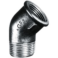 Georg Fischer Malleable Iron Fitting Elbow, 1/2 in BSPT Male (Connection 1), 1/2 in BSPP Female (Connection 2)