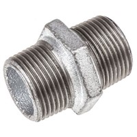 Georg Fischer Malleable Iron Fitting Hexagon Nipple, 1 in BSPT Male (Connection 1), 1 in BSPT Male (Connection 2)