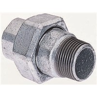 Georg Fischer Malleable Iron Fitting Taper Seat Union, 1 in BSPT Male (Connection 1), 1 in BSPP Female (Connection 2)
