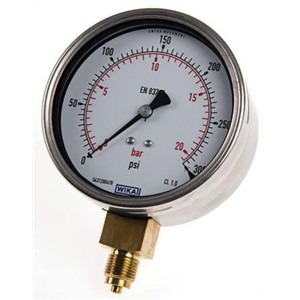 WIKA 7075562 Analogue Positive Pressure Gauge Bottom Entry 6bar, Connection Size G 1/4