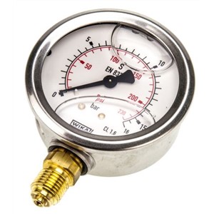 WIKA 7075741 Analogue Positive Pressure Gauge Bottom Entry 16bar, Connection Size G 1/4