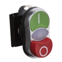BACO Oval Green, Red Push Button Head - Spring Return, 22.3mm Cutout