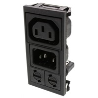Bulgin C13, C14 Snap-In IEC Plug Plug to Socket, 10A, 250 V ac