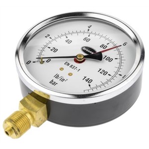 Brannan 34/655/0 Analogue Positive Pressure Gauge Bottom Entry 10bar, Connection Size BSP 3/8