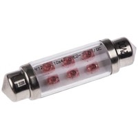 LED Car Bulb 43 mm Red 12 V dc 20 mA 10.5mm 2 lm