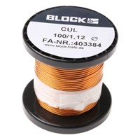 Block Single Core 1.12mm diameter Copper Wire, 9m Long