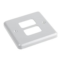 MK Electric White 2 Gang Face Plate Aluminium Faceplate