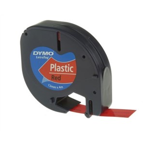 Dymo Black on Red Label Printer Tape, 12 mm Width, 4 m Length